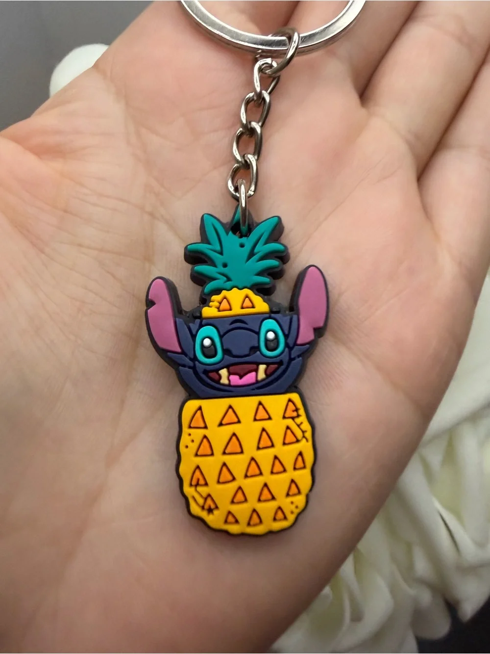 Cute Pineapple Stitch Keychain - Yellow & Teal
